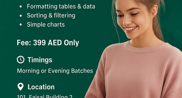 Sharjah Excel Training Institute Master Excel Skills Quickly 0568723609