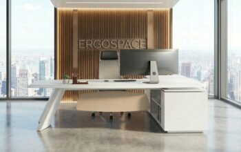 Buy Modern Cue L-Shaped Executive Desk | Custom Made UAE | Ergospace