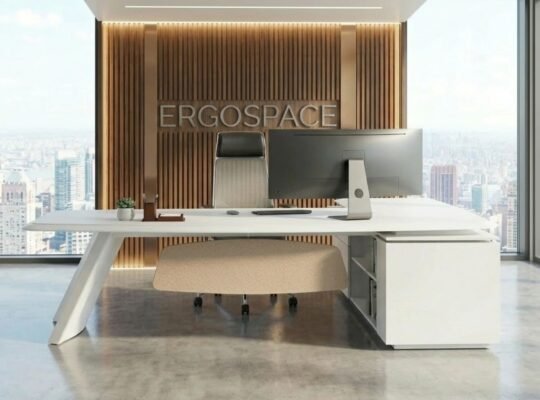 Buy Modern Cue L-Shaped Executive Desk | Custom Made UAE | Ergospace